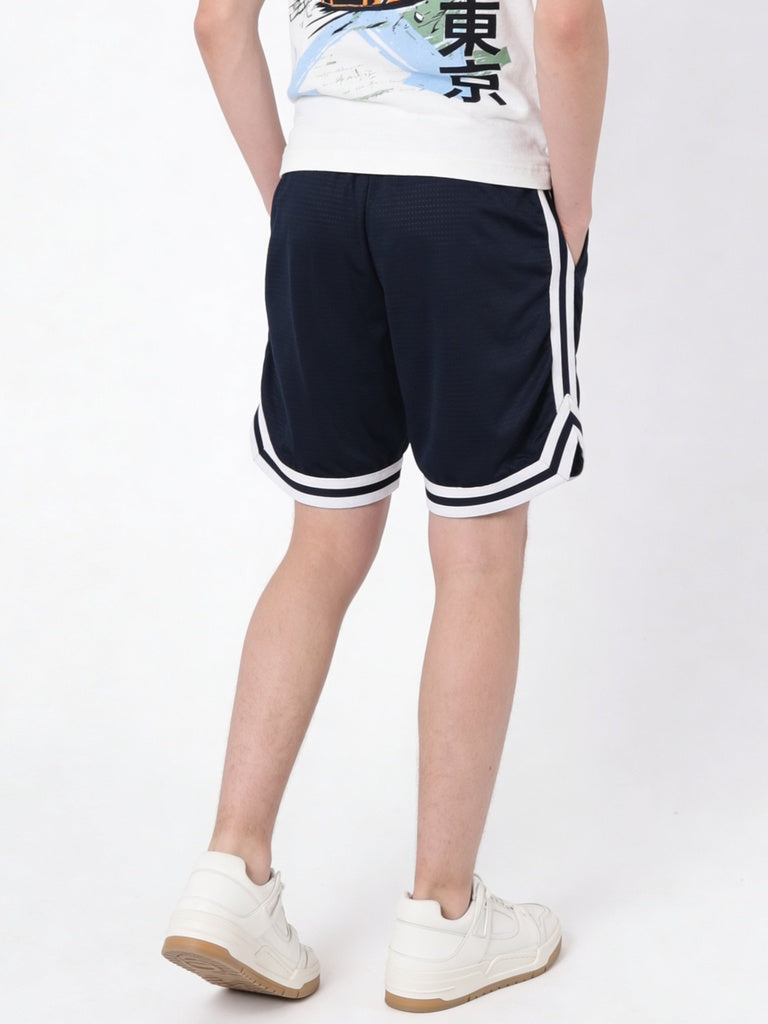 Boys Black Striped Athletic Shorts