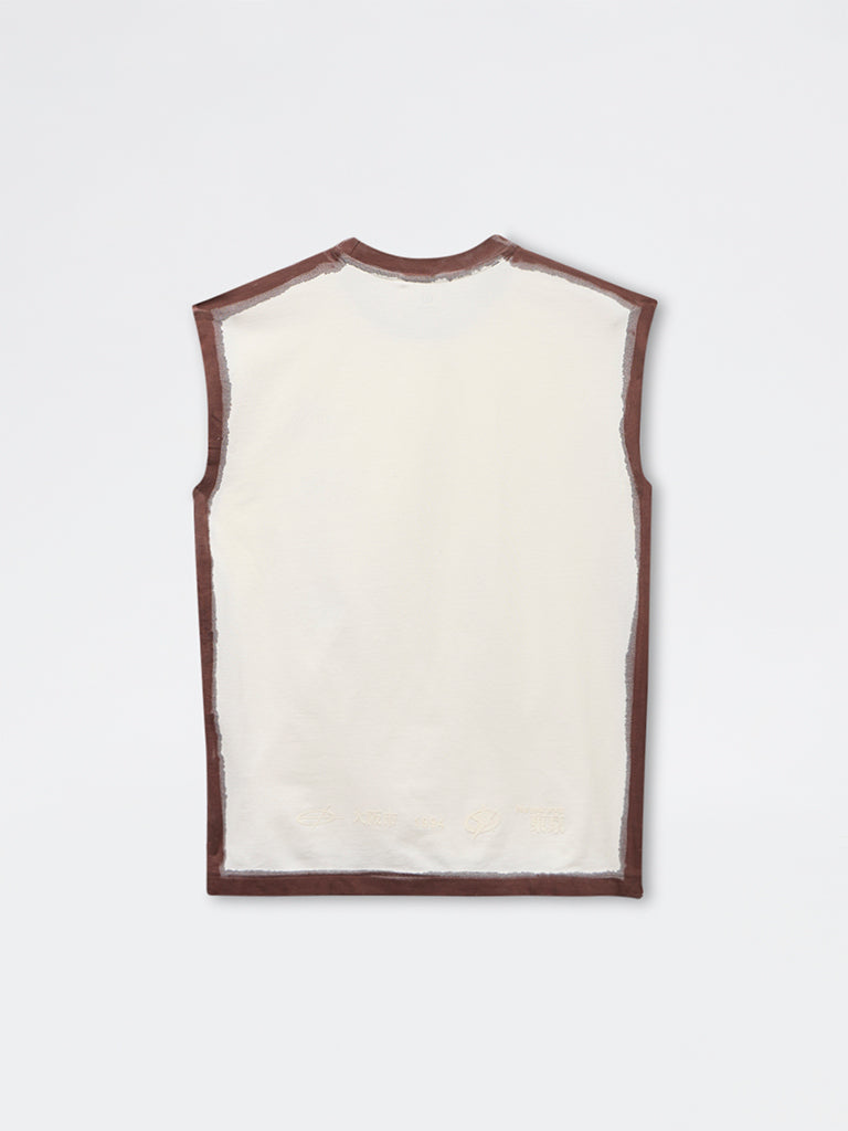 Boys Off-White Printed Cotton T-Shirt