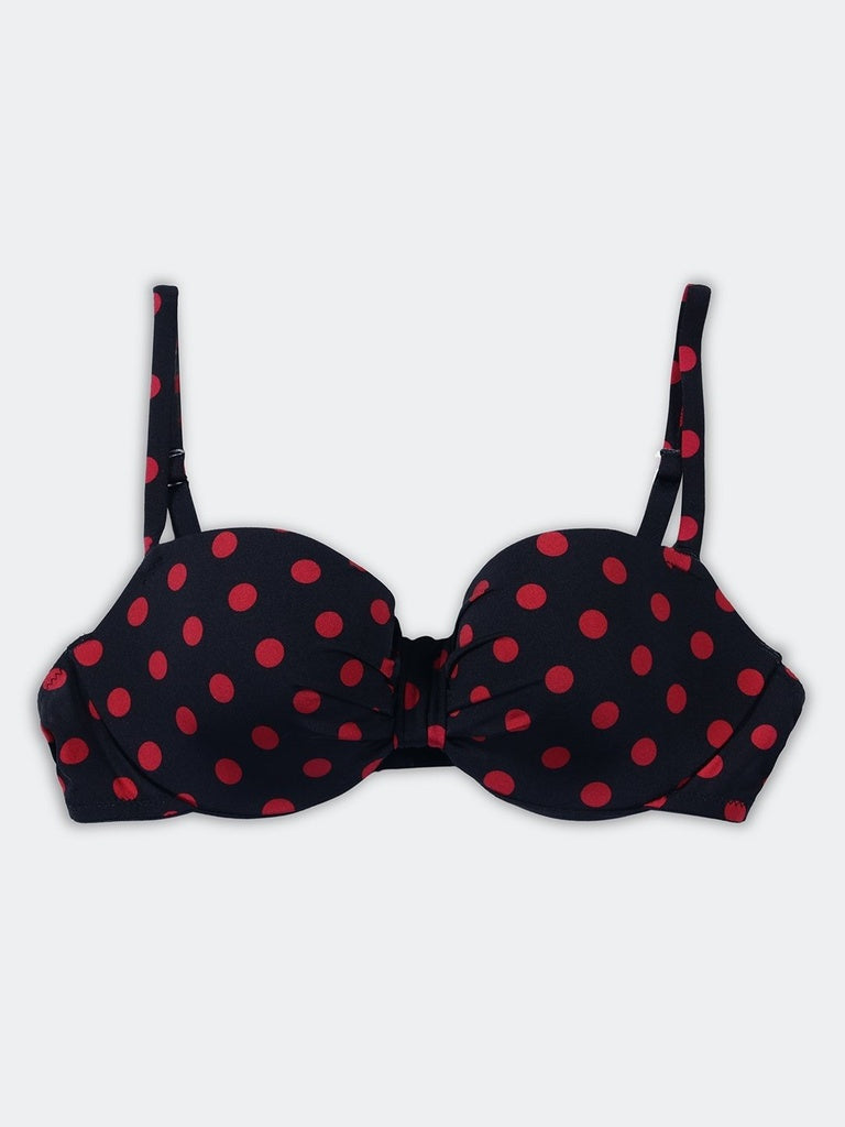 Wunderlove Black Polka Dotted Under-Wired Bra
