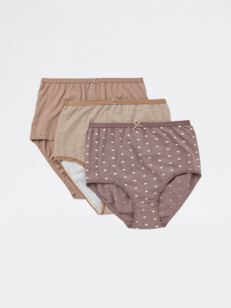 Wunderlove 3-Pack Printed Cotton-Blend Full Briefs