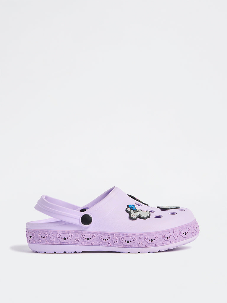 Yellow Lilac Applique Detailed Perforated Clogs