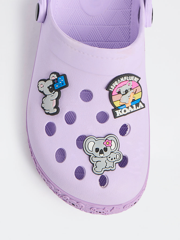 Yellow Lilac Applique Detailed Perforated Clogs