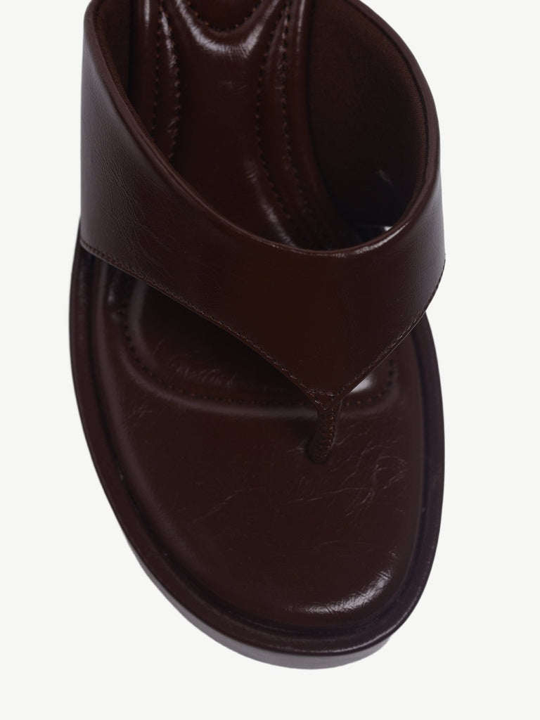 LUNA BLU Brown Thong-Strap Wedge Sandals