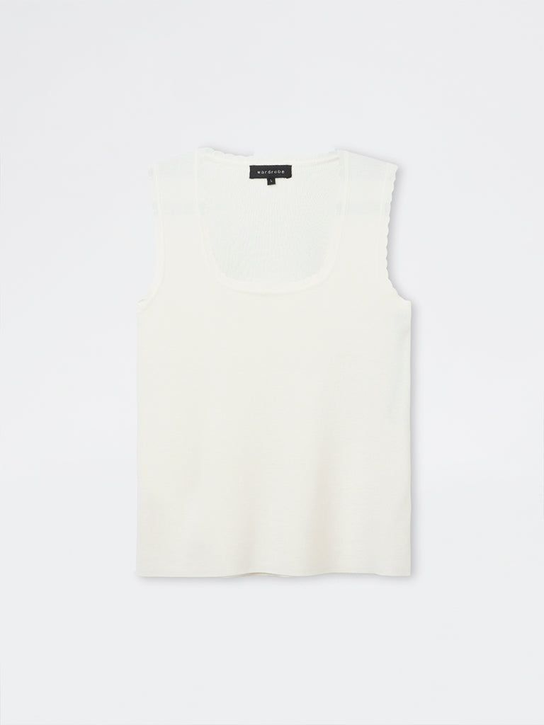 Wardrobe Ivory Ribbed-Textured Tank Top