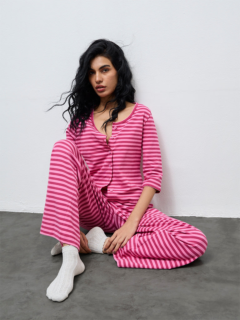 Superstar Pink Striped Cotton-Blend Shirt