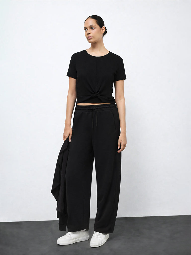Nuoflexx Black Knot-Detailed Cotton-Blend T-Shirt