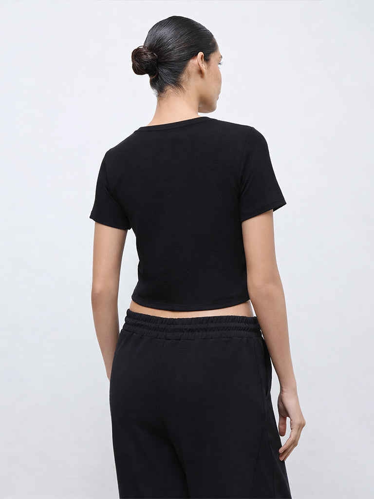 Nuoflexx Black Knot-Detailed Cotton-Blend T-Shirt