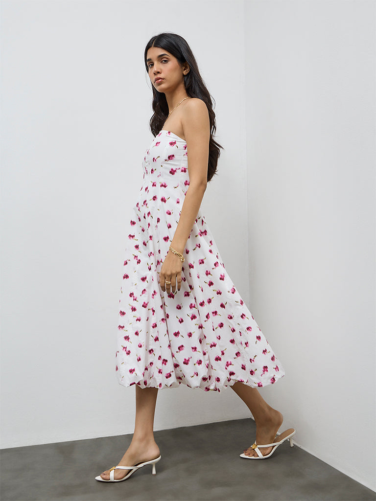 LOV White Printed Off-Shoulder Dress