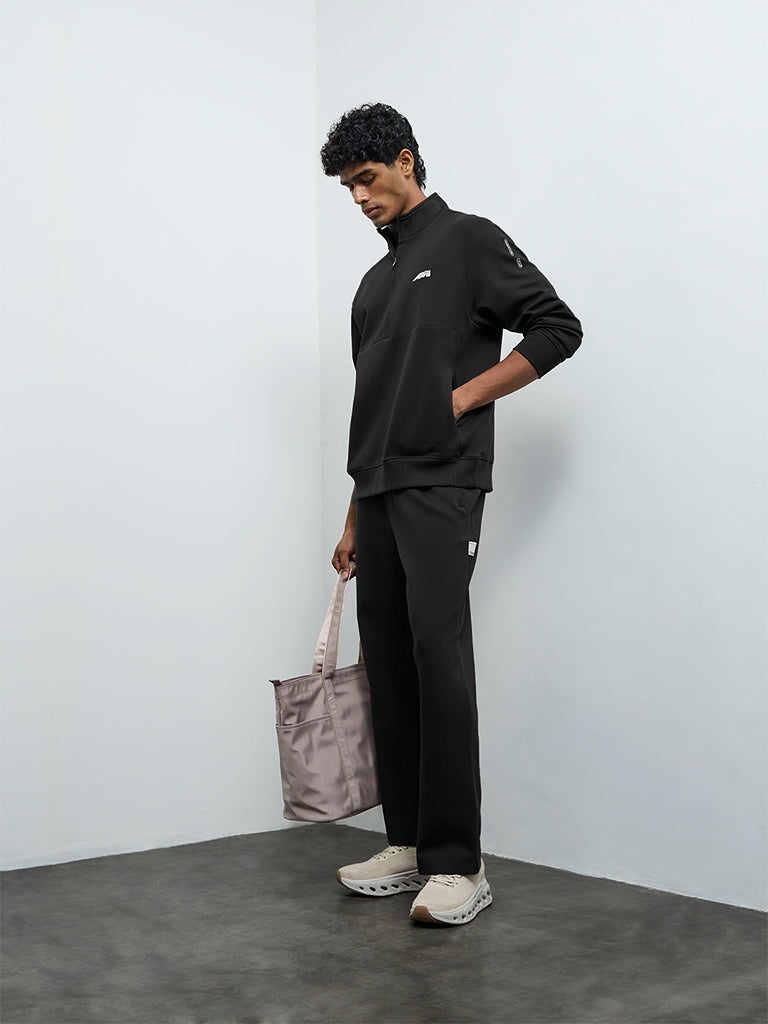 Nuoflexx Black Relaxed-Fit Mid-Rise Pants