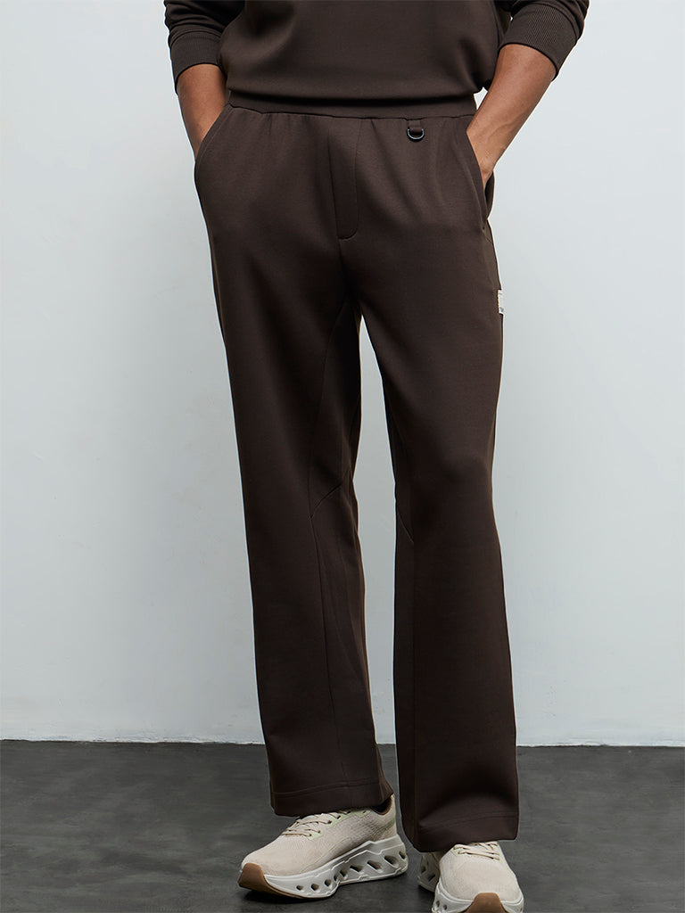 Nuoflexx Dark Brown Relaxed-Fit Mid-Rise Pants