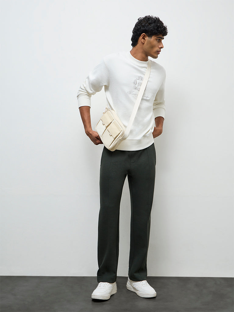 Nuoflexx Olive Relaxed Fit Mid-Rise Cotton-Blend Track Pants