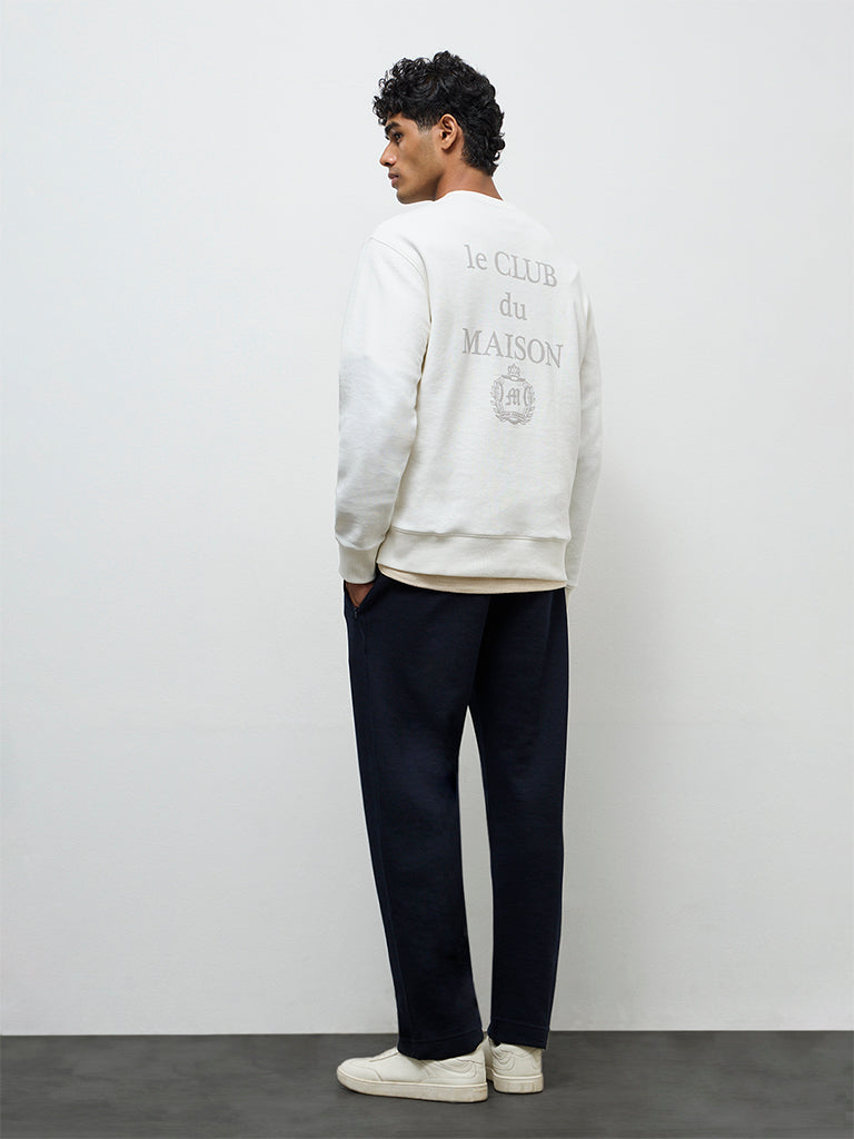 Nuoflexx Navy Relaxed Fit Mid-Rise Cotton-Blend Track Pants