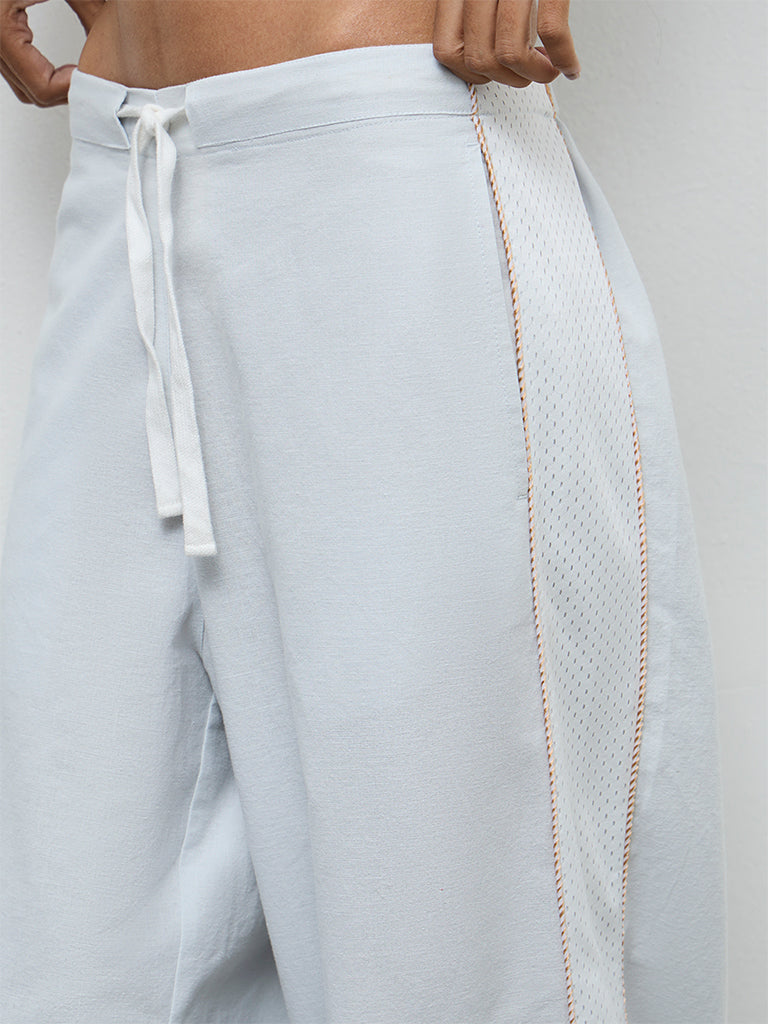 Nuon Light Blue Striped High-Rise Pants