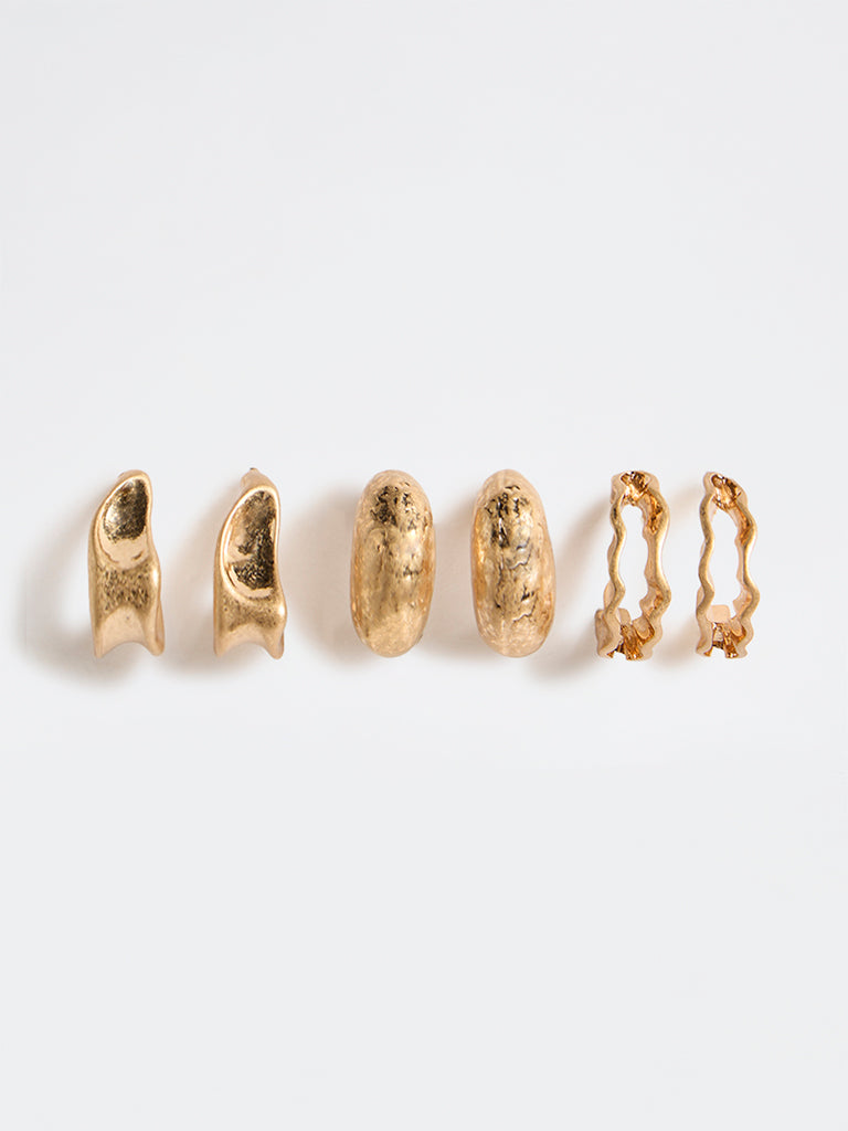 Westside Accessories Gold Multi Hoop Earrings - Pack of 3