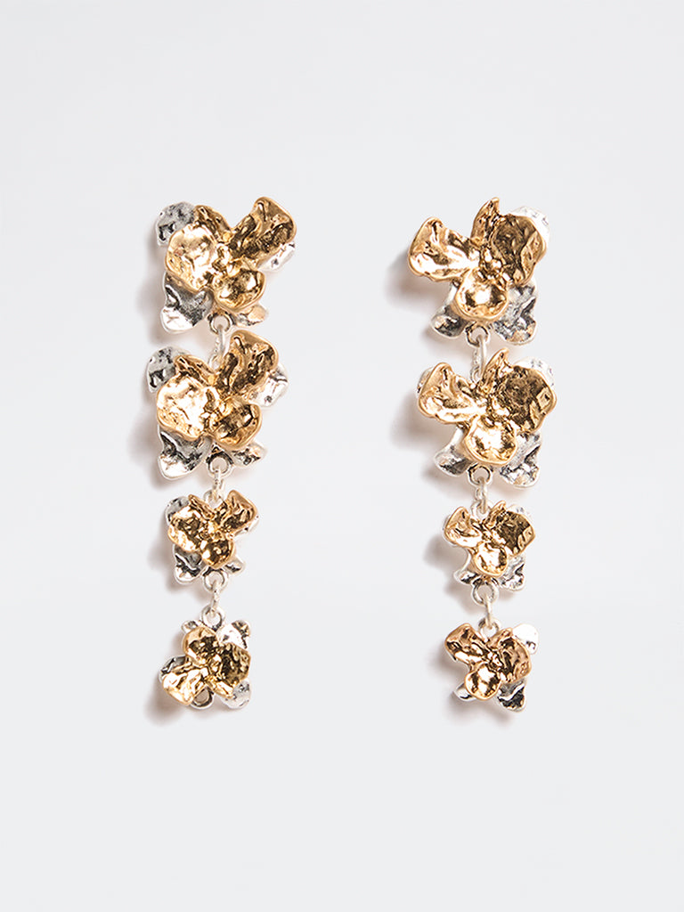 Westside Accessories Gold and Silver Floral Statement Earrings
