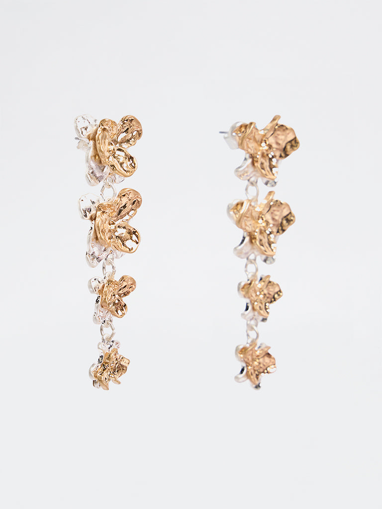 Westside Accessories Gold and Silver Floral Statement Earrings