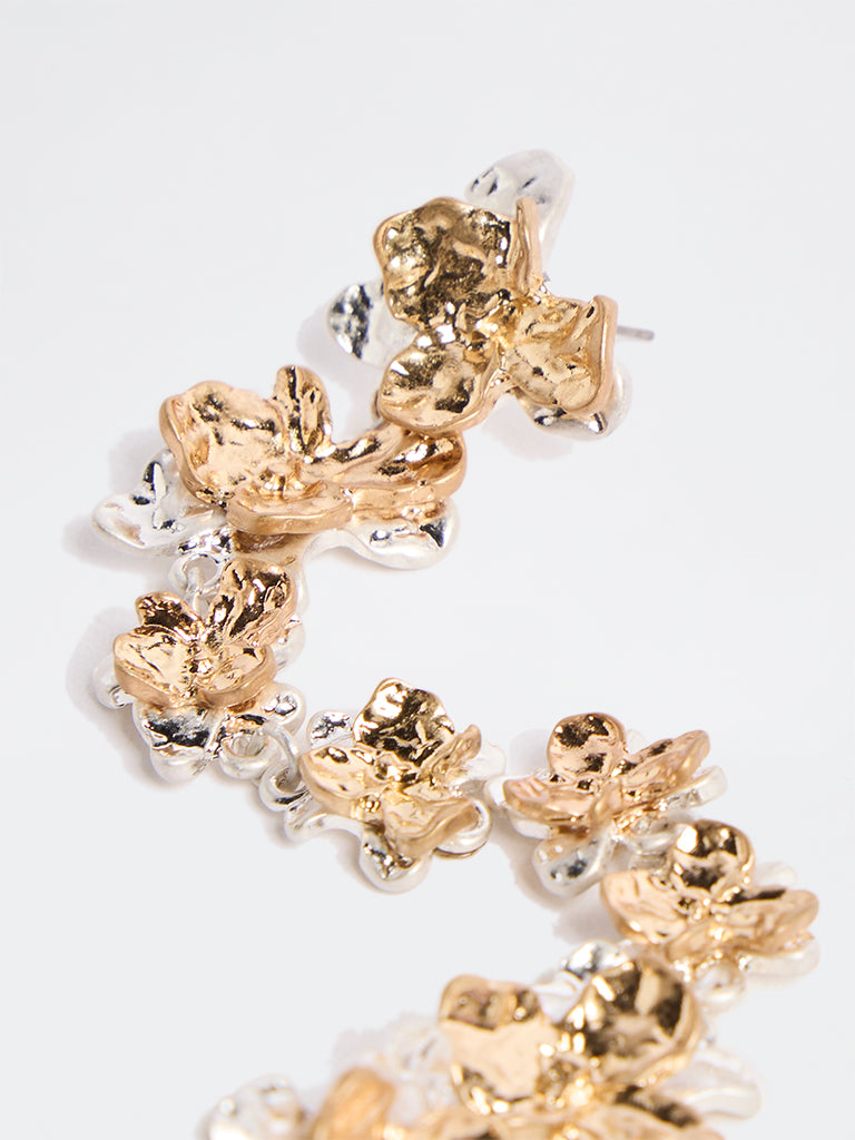Westside Accessories Gold and Silver Floral Statement Earrings