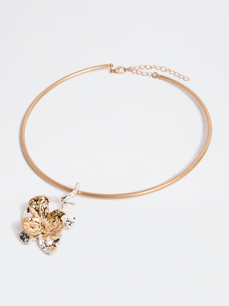 Westside Accessories Gold and Silver Floral Pendant Necklace