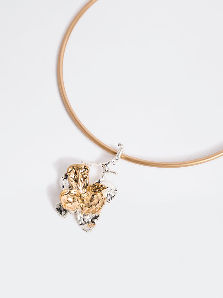 Westside Accessories Gold and Silver Floral Pendant Necklace