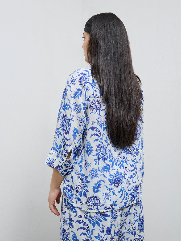 Gia Blue Floral Design Shirt