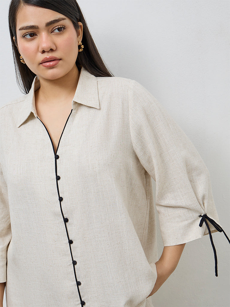 Gia Off-White Solid Blouse