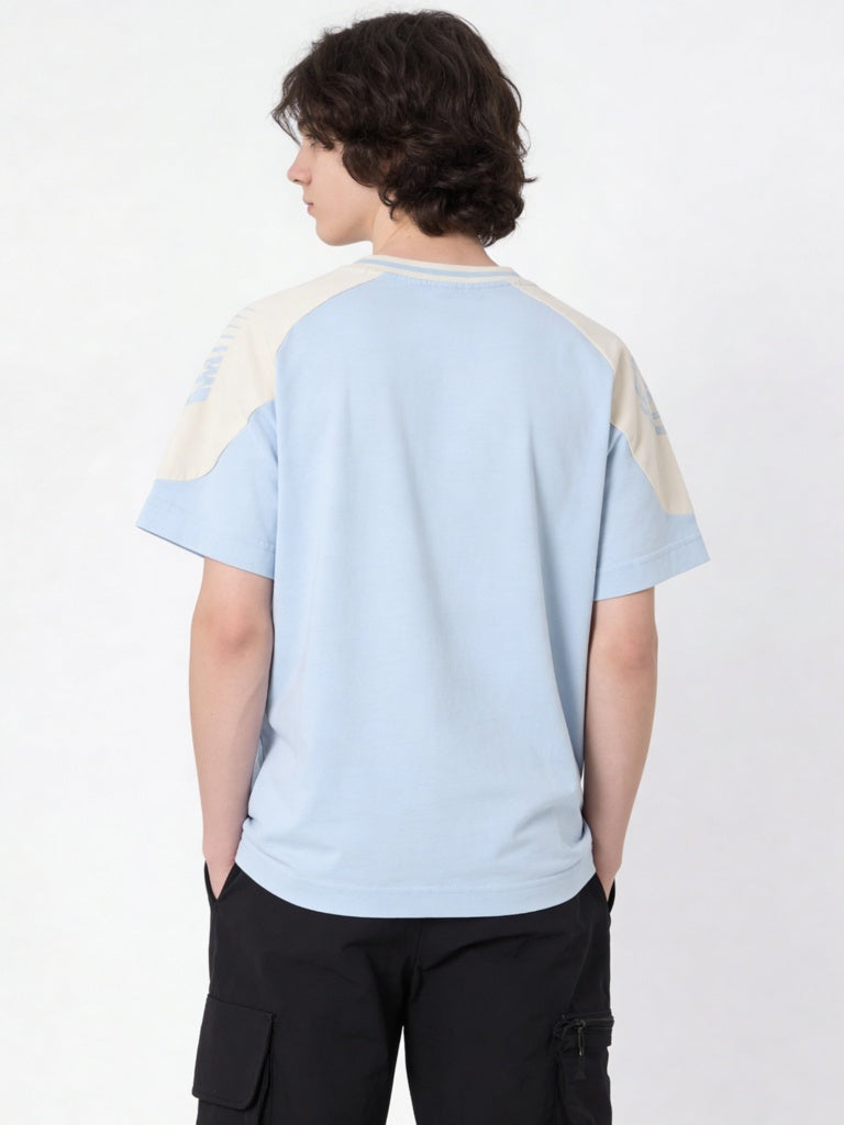Boys Light Blue Numerical Printed Cotton T-Shirt