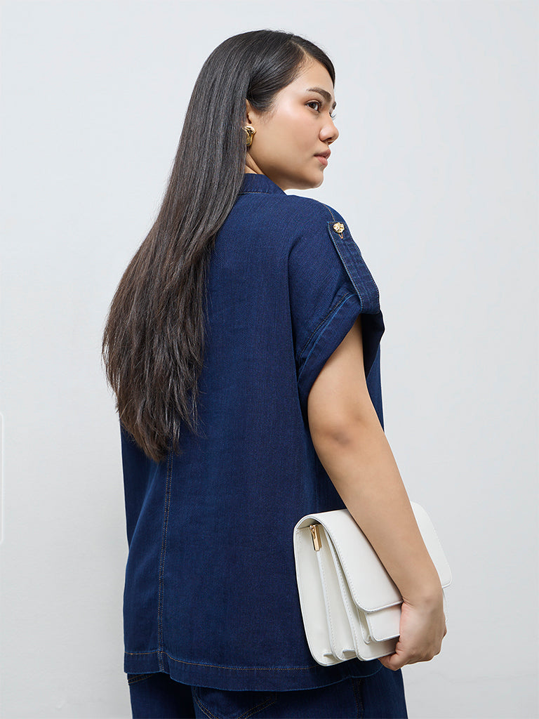Gia Dark Blue Denim Shirt
