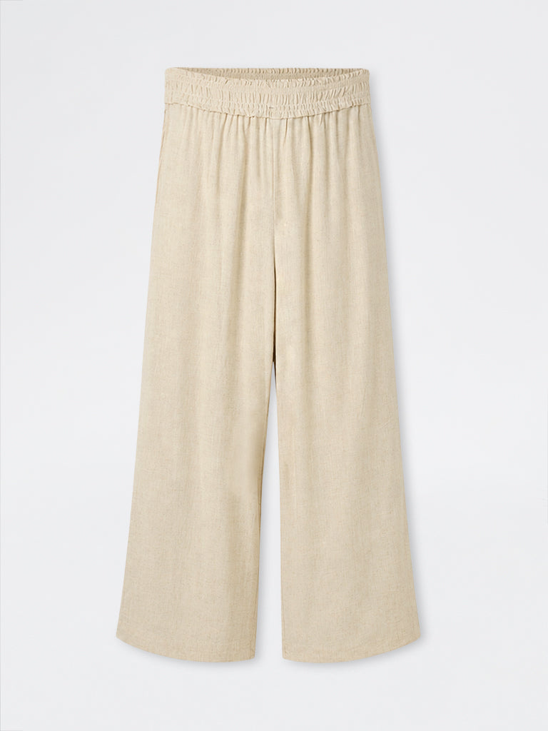 Gia Light Beige Wide-Leg Pants