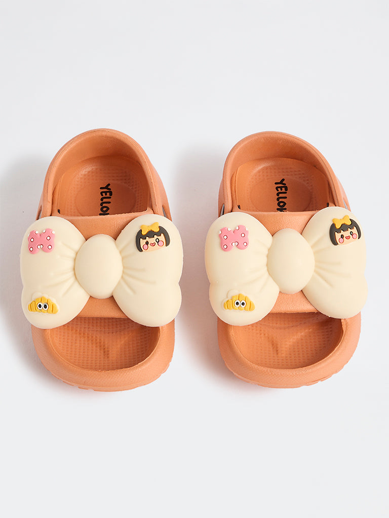 Yellow Peach Bow Detailed Clogs