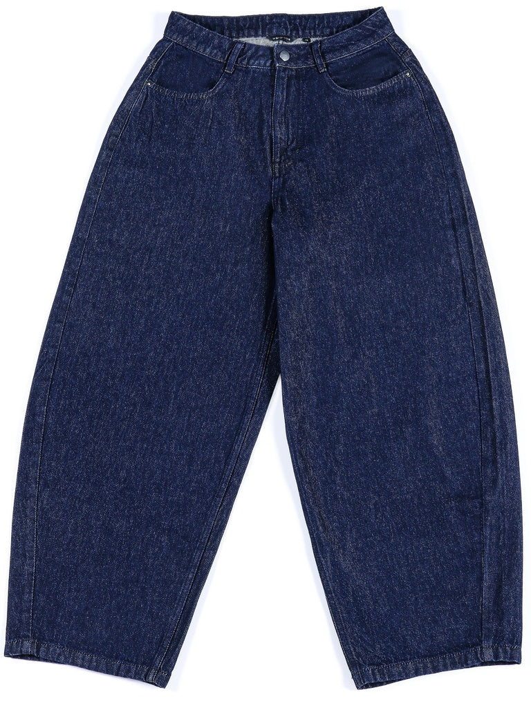 Wardrobe Indigo Solid Mid-Rise Barrel Fit Denim Trousers