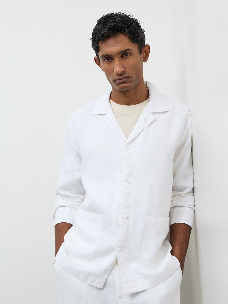 Ascot Off-White Relaxed-Fit Linen Jacket