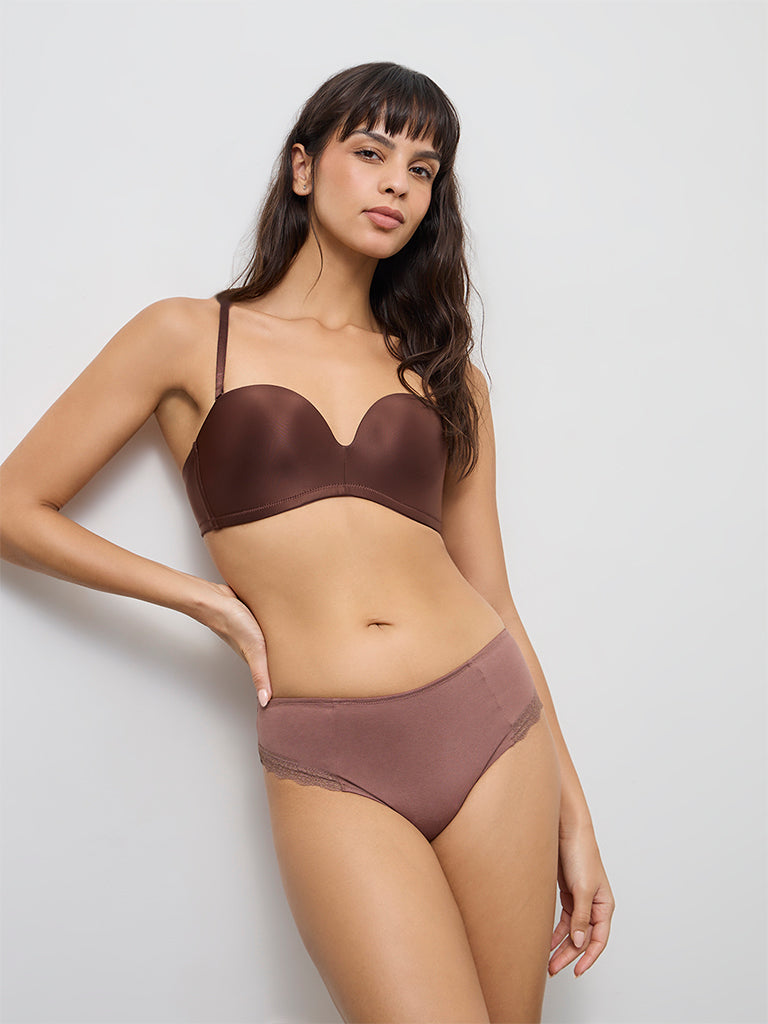 Wunderlove Brown Padded U-Plunge Strapless Bra
