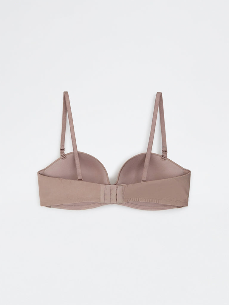 Wunderlove Light Taupe Padded U-Plunge Strapless Bra