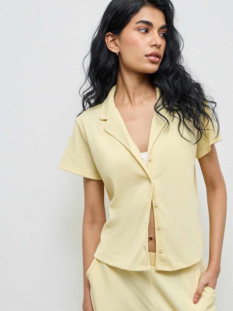 Superstar Yellow Waffle-Textured Shirt