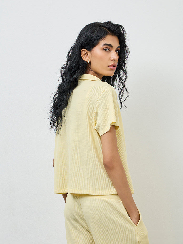 Superstar Yellow Waffle-Textured Shirt