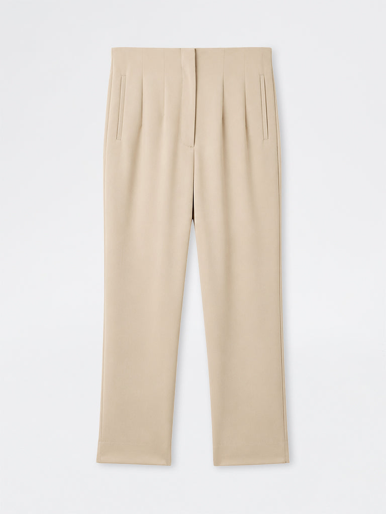 Wardrobe Beige Solid High-Rise Trousers