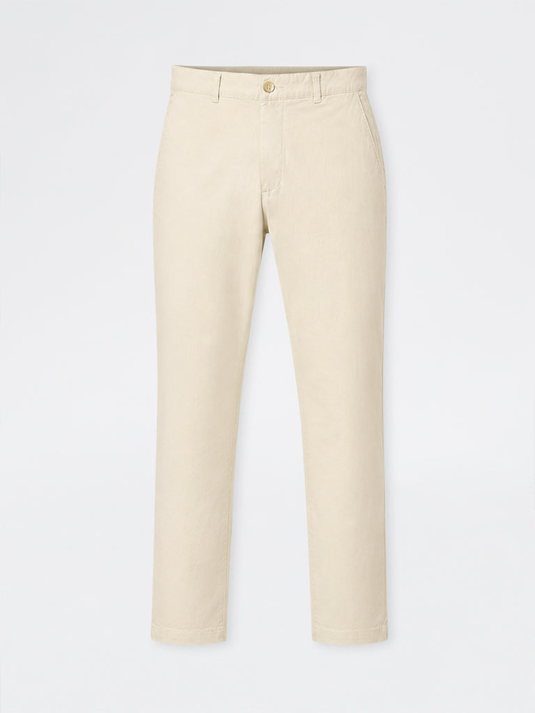 WES Casuals Off-White Slim-Fit Mid-Rise Cotton-Blend Chinos