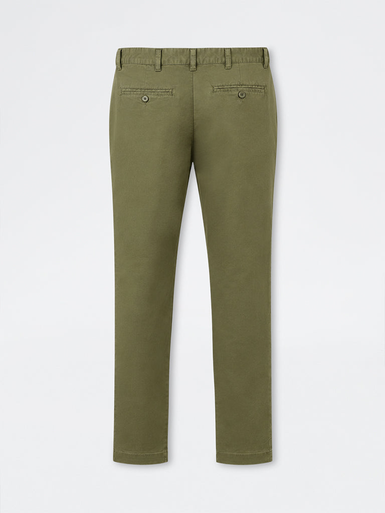 WES Casuals Light Olive Slim-Fit Mid-Rise Cotton-Blend Chinos