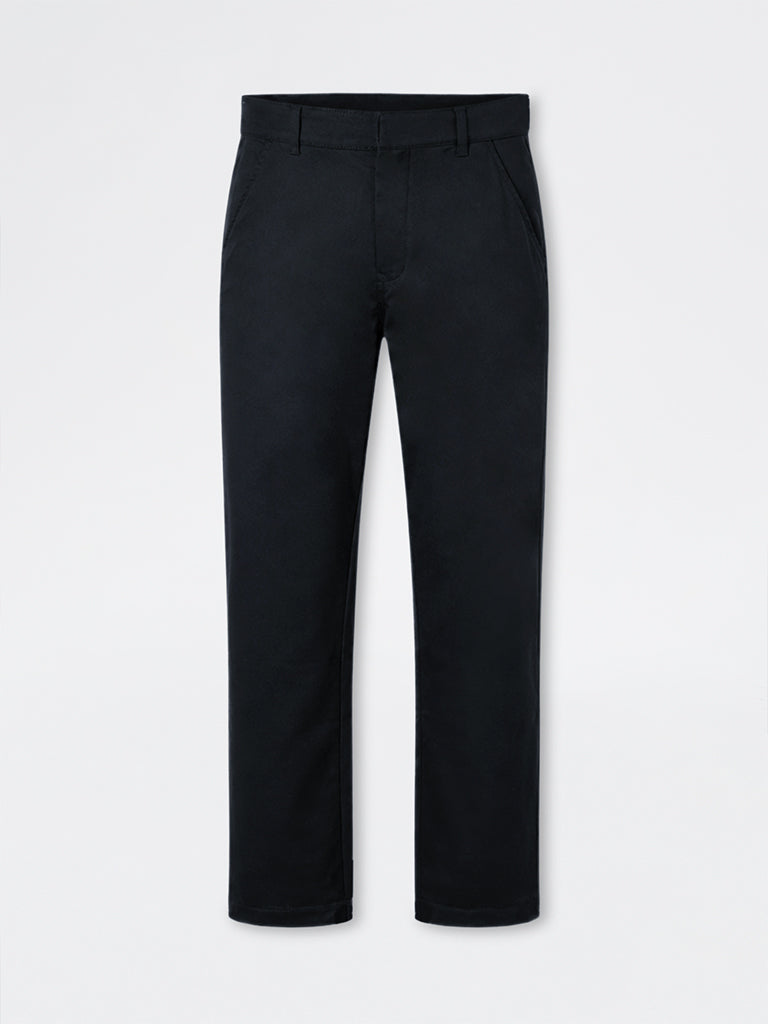 WES Casuals Black Straight-Fit Mid-Rise Chinos