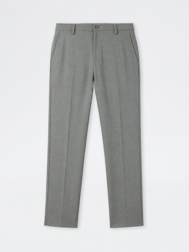 WES Formals Grey Ultra-Slim Fit Mid-Rise Trousers