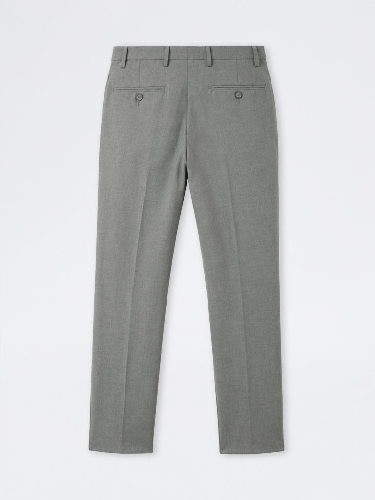 WES Formals Grey Ultra-Slim Fit Mid-Rise Trousers