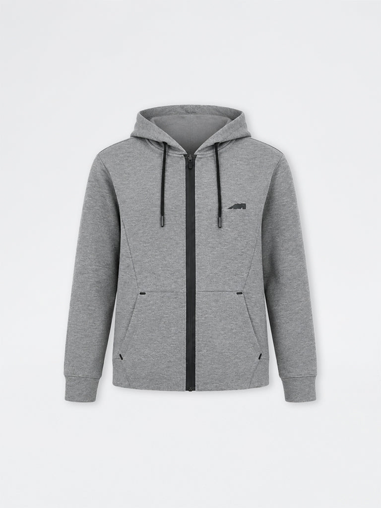 Nuoflexx Grey Melange Relaxed-Fit Hooded Jacket