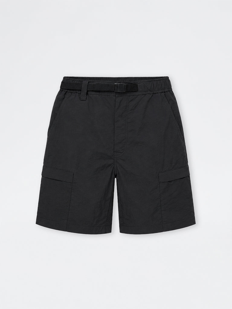 Nuoflexx Black Solid Relaxed-Fit Mid-Rise Shorts