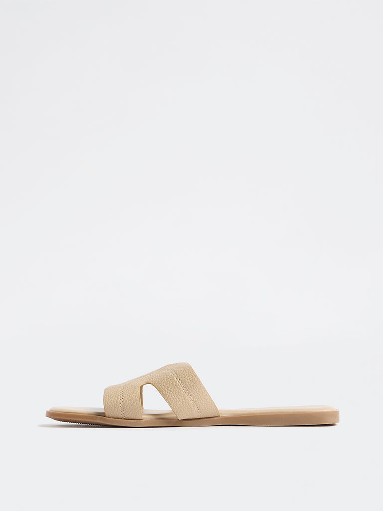 LUNA BLU Ivory Textured Slides