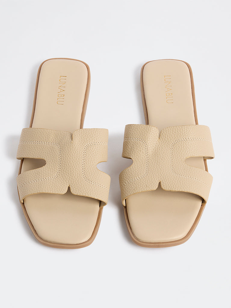 LUNA BLU Ivory Textured Slides