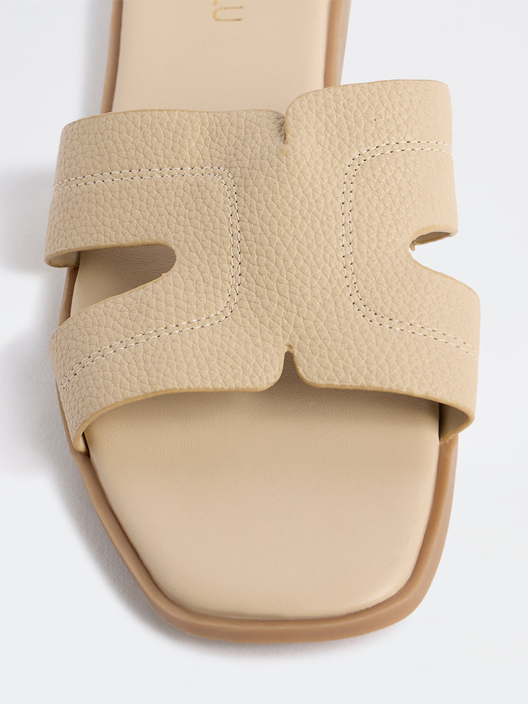 LUNA BLU Ivory Textured Slides