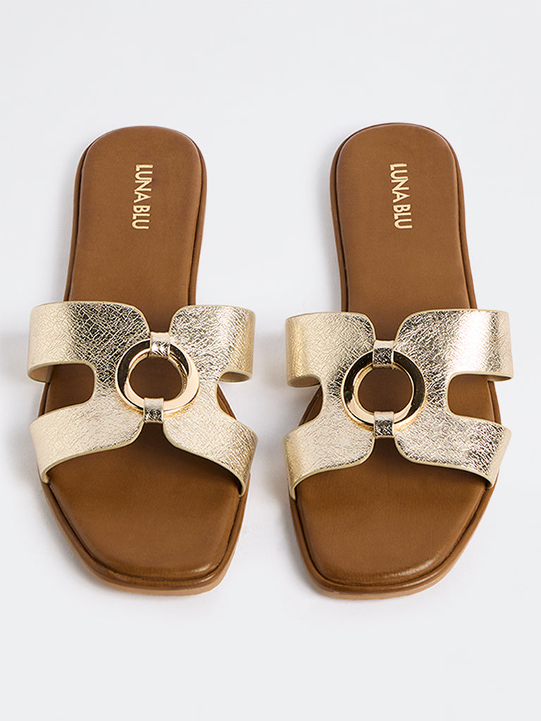 LUNA BLU Gold Cut-Out Detail Slides