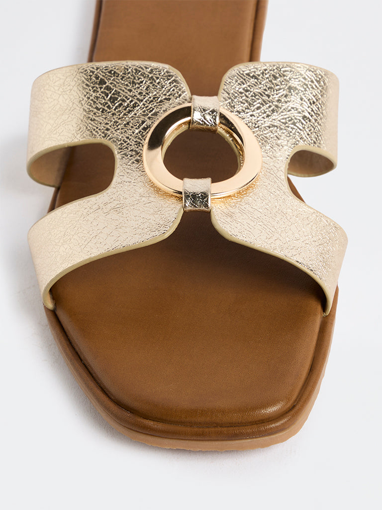 LUNA BLU Gold Cut-Out Detail Slides