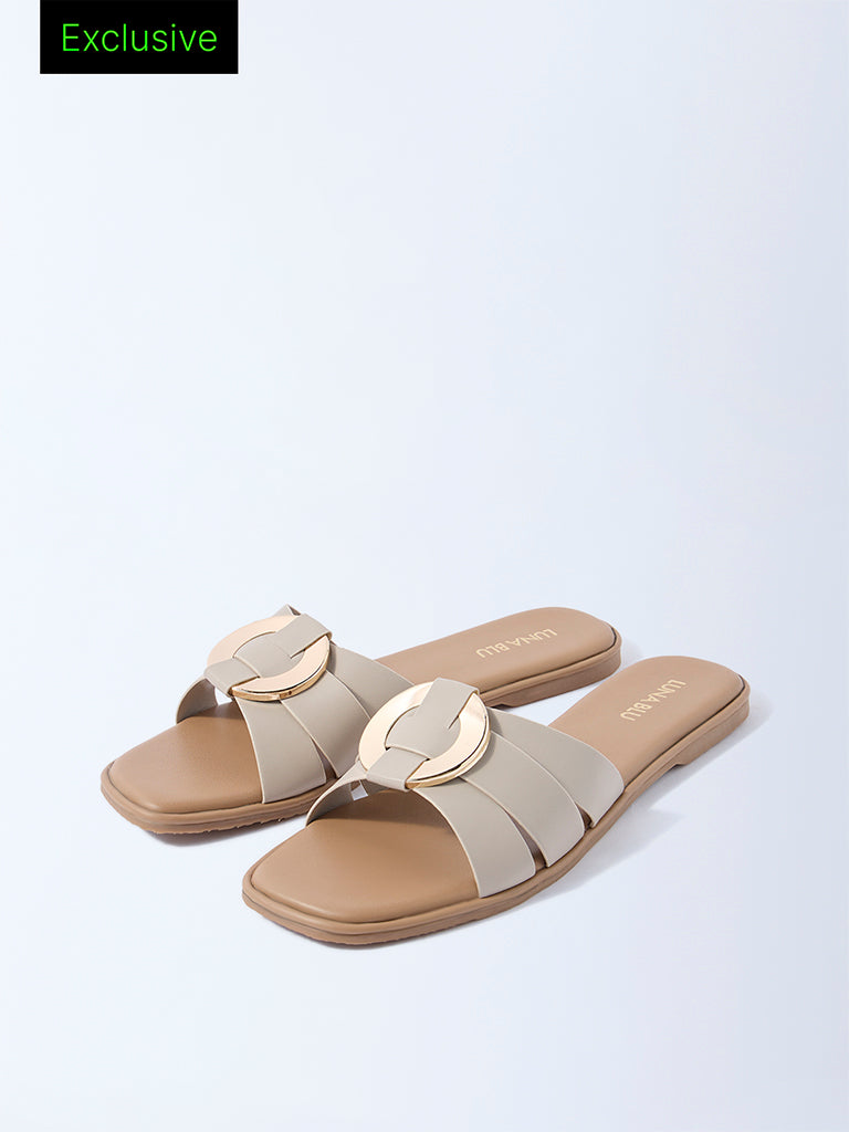 LUNA BLU Ivory Circular-Detail Slides