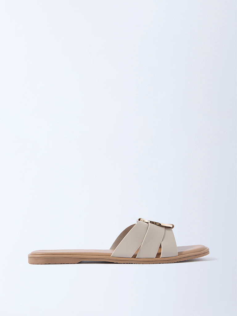 LUNA BLU Ivory Circular-Detail Slides